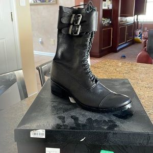 Dolce vita black leather combat boot